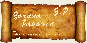 Zorana Papović vizit kartica
